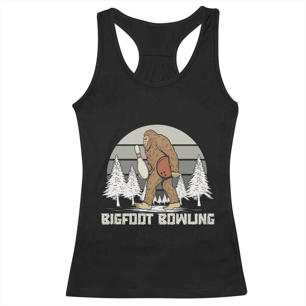 Funny Bigfoot Bowling Racerback Tank Top Gift For Bowler - Wonder Print Shop