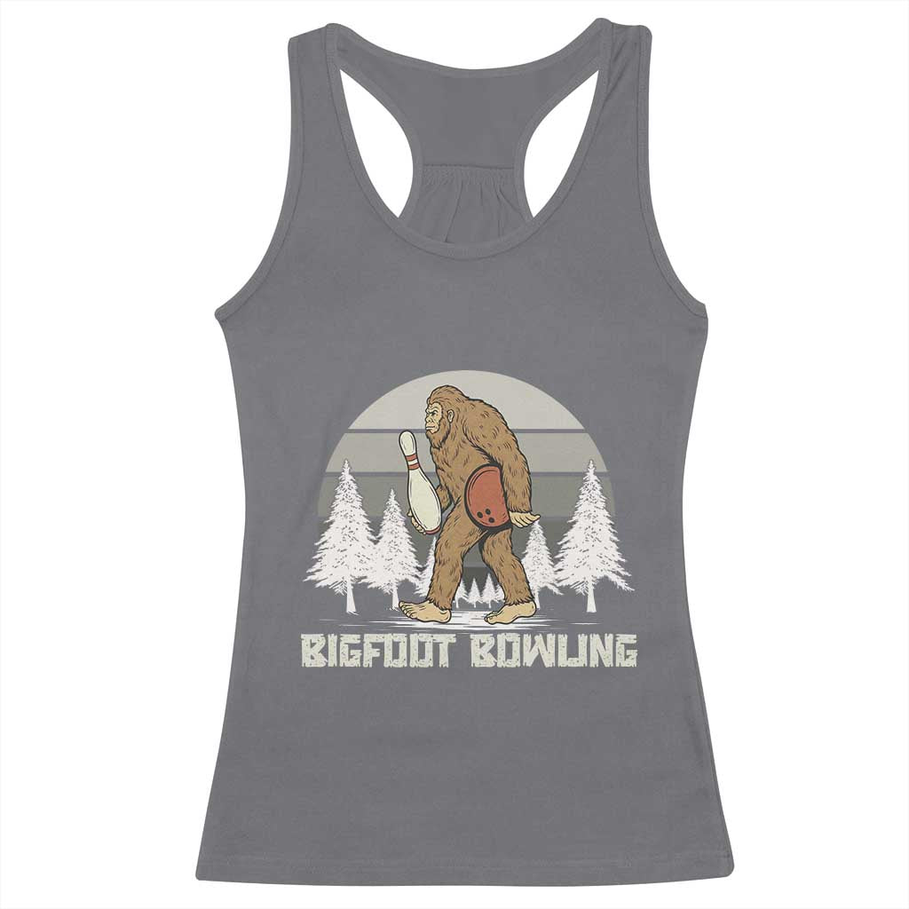Funny Bigfoot Bowling Racerback Tank Top Gift For Bowler - Wonder Print Shop