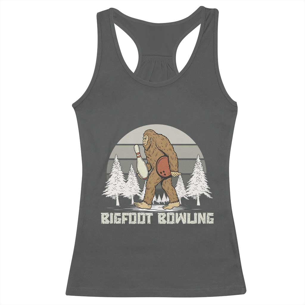 Funny Bigfoot Bowling Racerback Tank Top Gift For Bowler - Wonder Print Shop