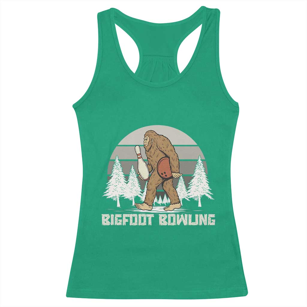 Funny Bigfoot Bowling Racerback Tank Top Gift For Bowler - Wonder Print Shop