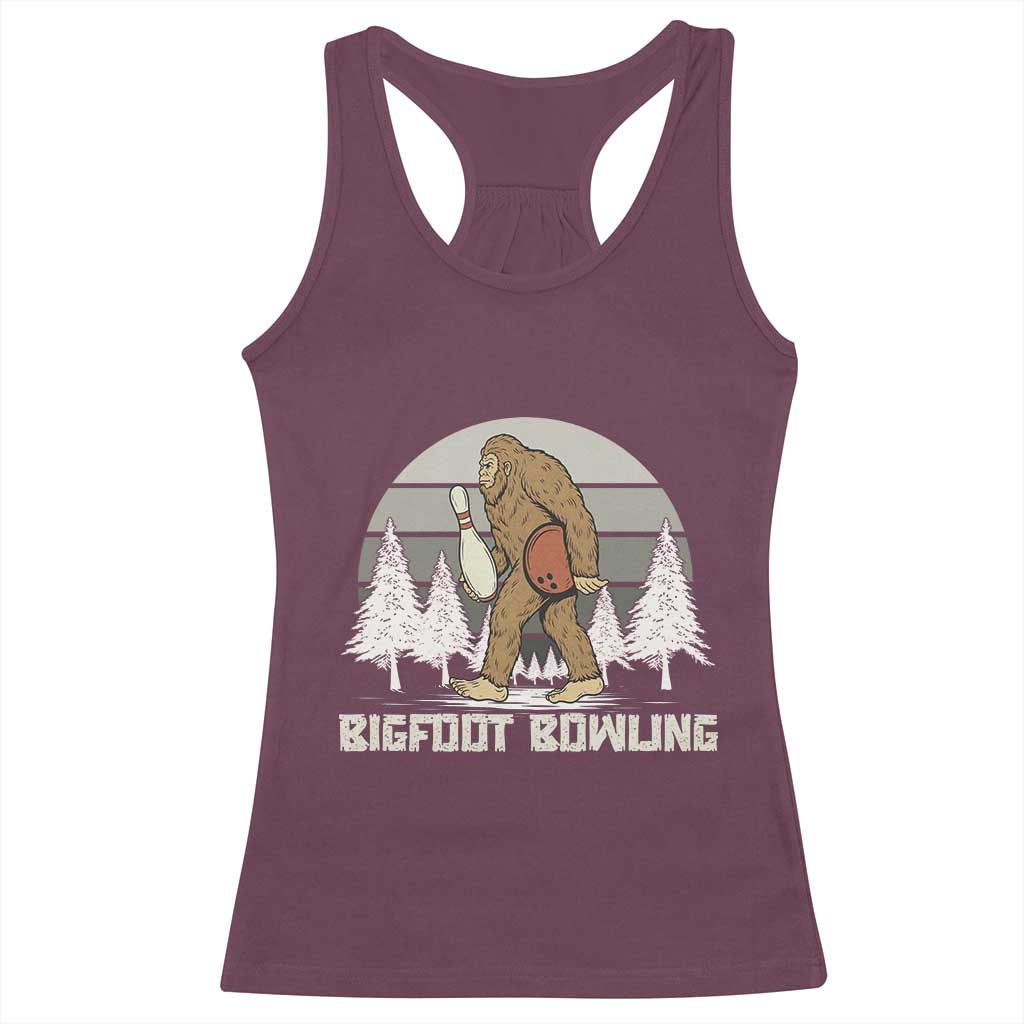 Funny Bigfoot Bowling Racerback Tank Top Gift For Bowler - Wonder Print Shop