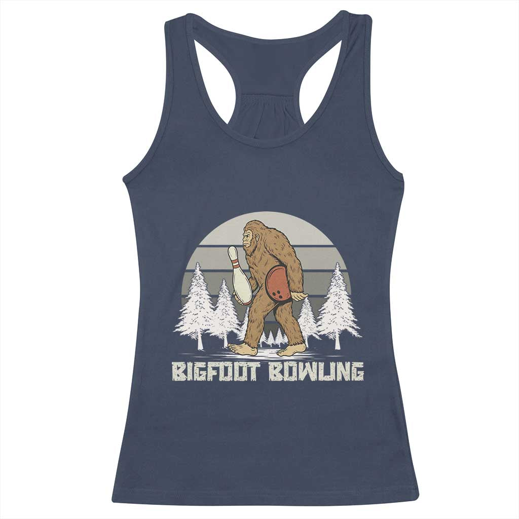 Funny Bigfoot Bowling Racerback Tank Top Gift For Bowler - Wonder Print Shop