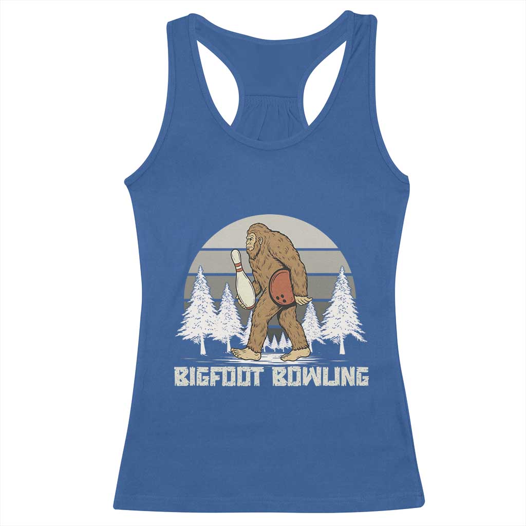 Funny Bigfoot Bowling Racerback Tank Top Gift For Bowler - Wonder Print Shop