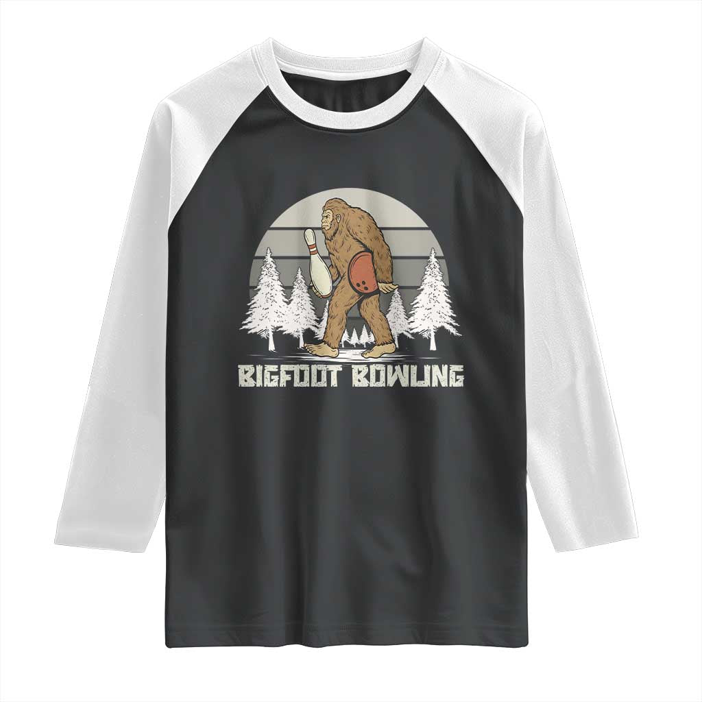 Funny Bigfoot Bowling Raglan Shirt Gift For Bowler - Wonder Print Shop