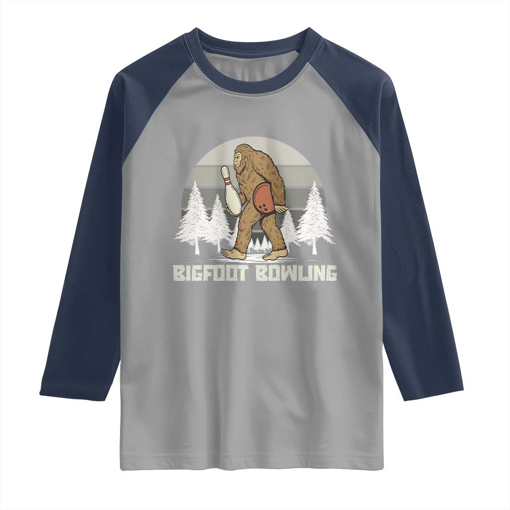 Funny Bigfoot Bowling Raglan Shirt Gift For Bowler - Wonder Print Shop
