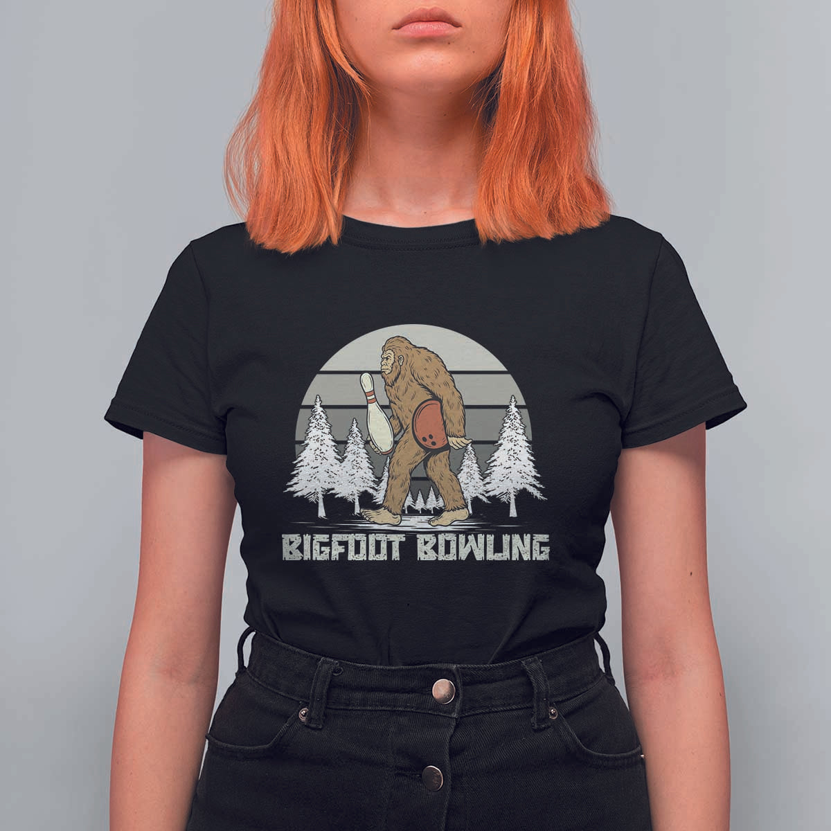 Funny Bigfoot Bowling T Shirt For Women Gift For Bowler - Wonder Print Shop