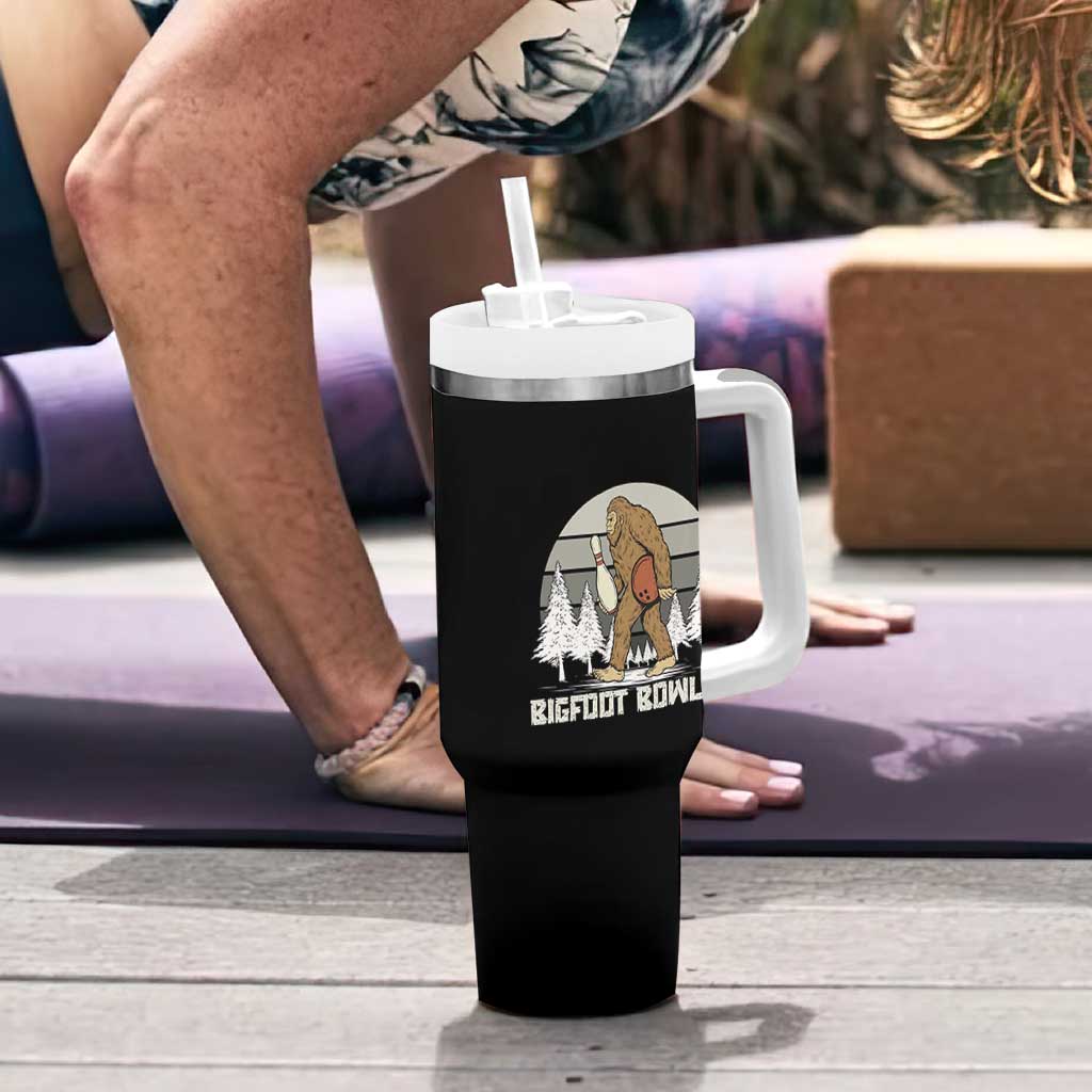Funny Bigfoot Bowling Tumbler With Handle Gift For Bowler - Wonder Print Shop