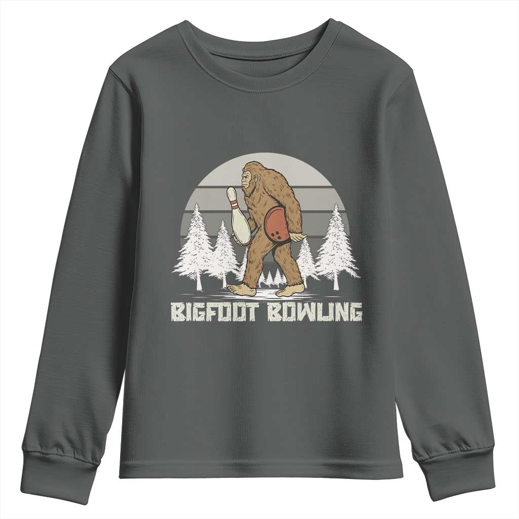 Funny Bigfoot Bowling Youth Sweatshirt Gift For Bowler - Wonder Print Shop