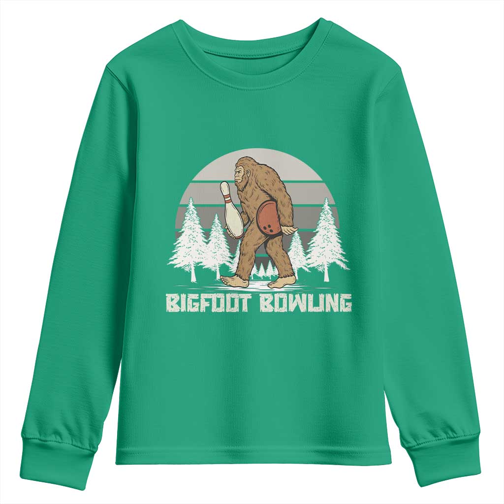 Funny Bigfoot Bowling Youth Sweatshirt Gift For Bowler - Wonder Print Shop