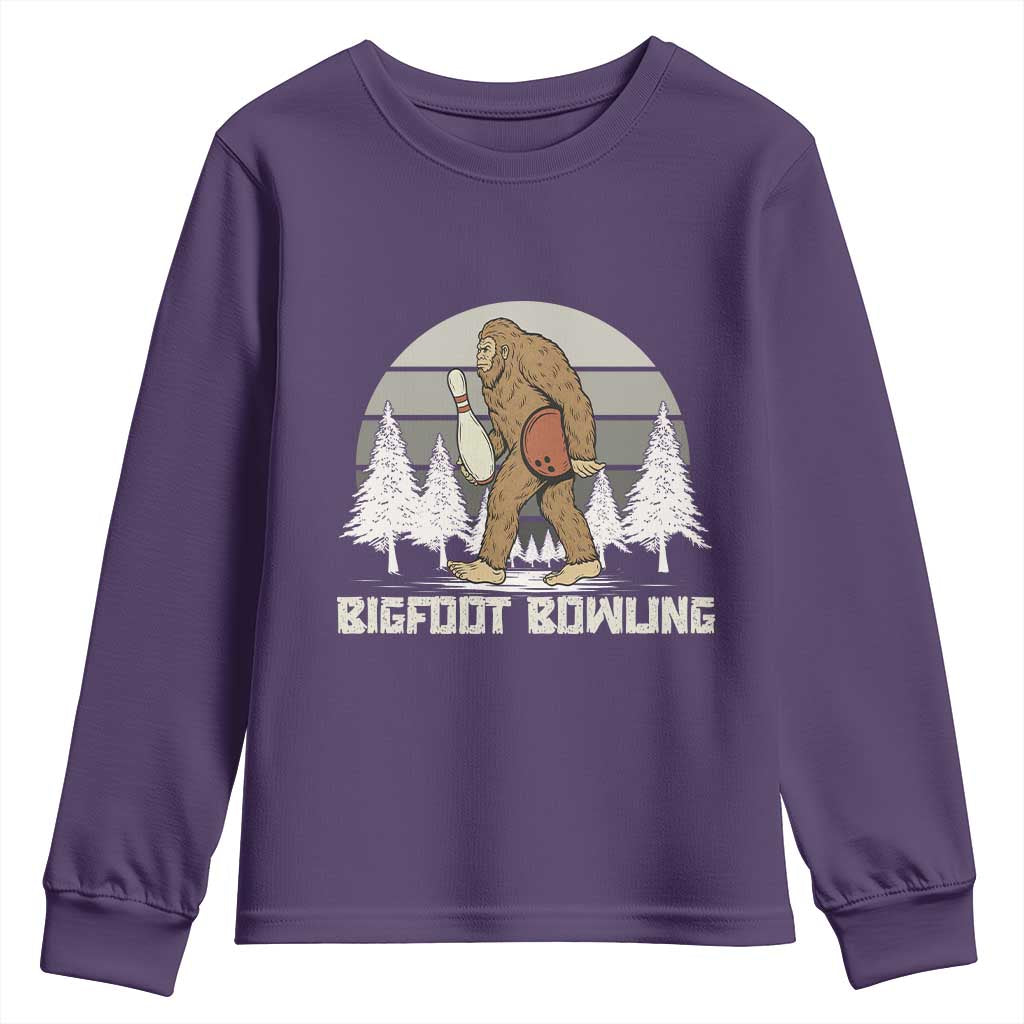 Funny Bigfoot Bowling Youth Sweatshirt Gift For Bowler - Wonder Print Shop