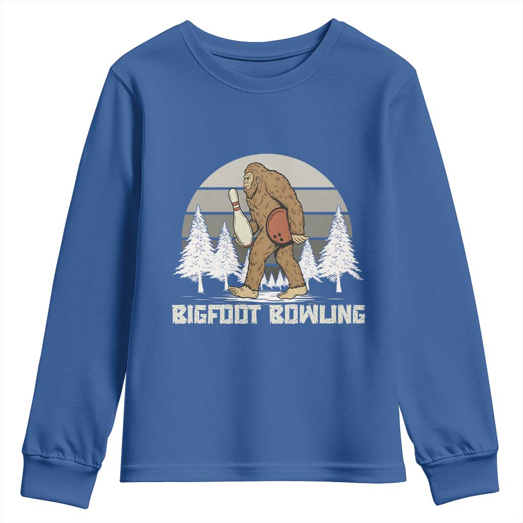 Funny Bigfoot Bowling Youth Sweatshirt Gift For Bowler - Wonder Print Shop