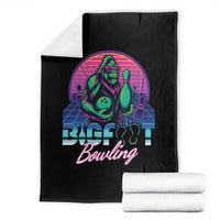 Funny Bigfoot Bowling Vaporwave Gift Throw Blanket - Wonder Print Shop