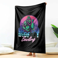 Funny Bigfoot Bowling Vaporwave Gift Throw Blanket - Wonder Print Shop