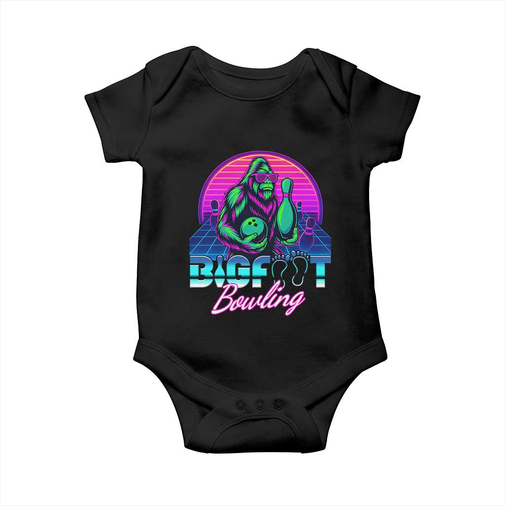 Funny Bigfoot Bowling Vaporwave Gift Baby Onesie - Wonder Print Shop