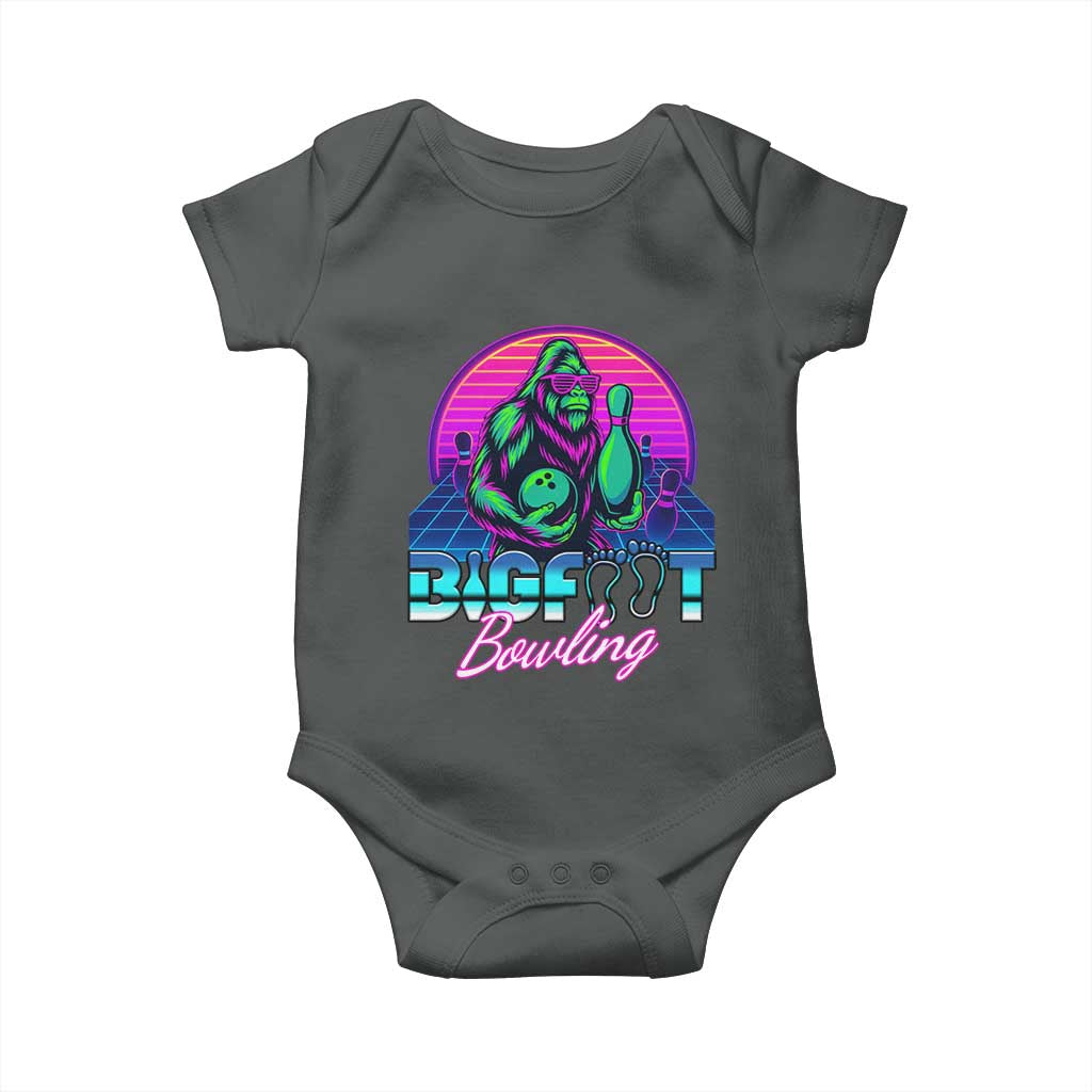 Funny Bigfoot Bowling Vaporwave Gift Baby Onesie - Wonder Print Shop