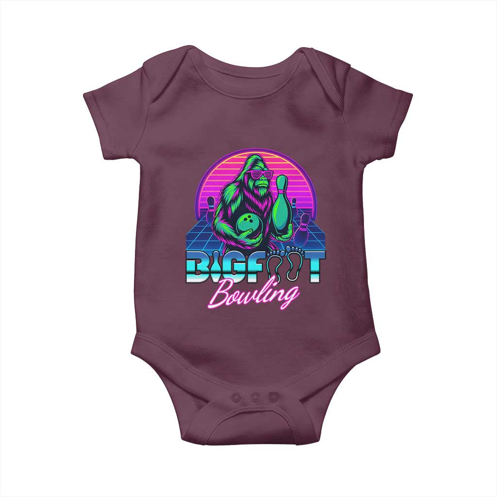 Funny Bigfoot Bowling Vaporwave Gift Baby Onesie - Wonder Print Shop