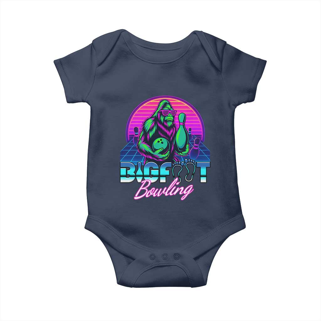 Funny Bigfoot Bowling Vaporwave Gift Baby Onesie - Wonder Print Shop
