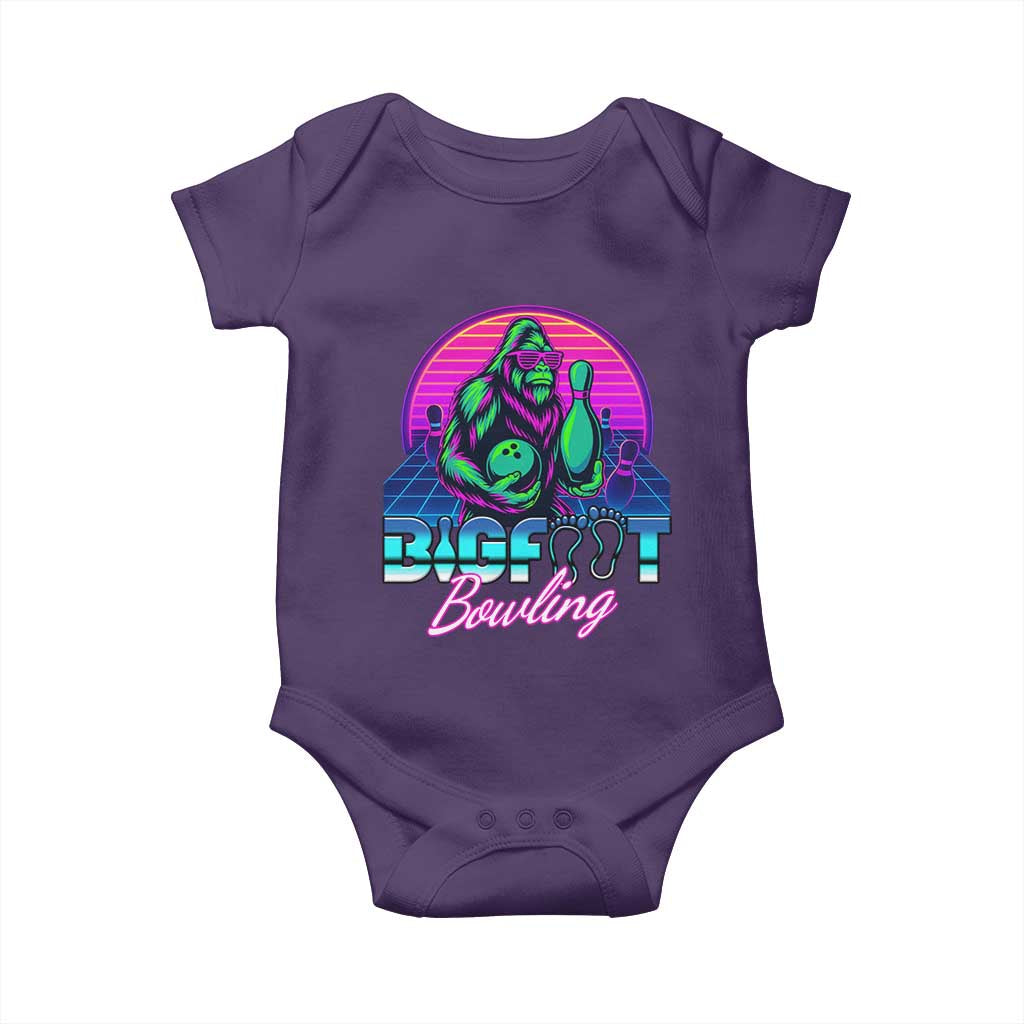 Funny Bigfoot Bowling Vaporwave Gift Baby Onesie - Wonder Print Shop