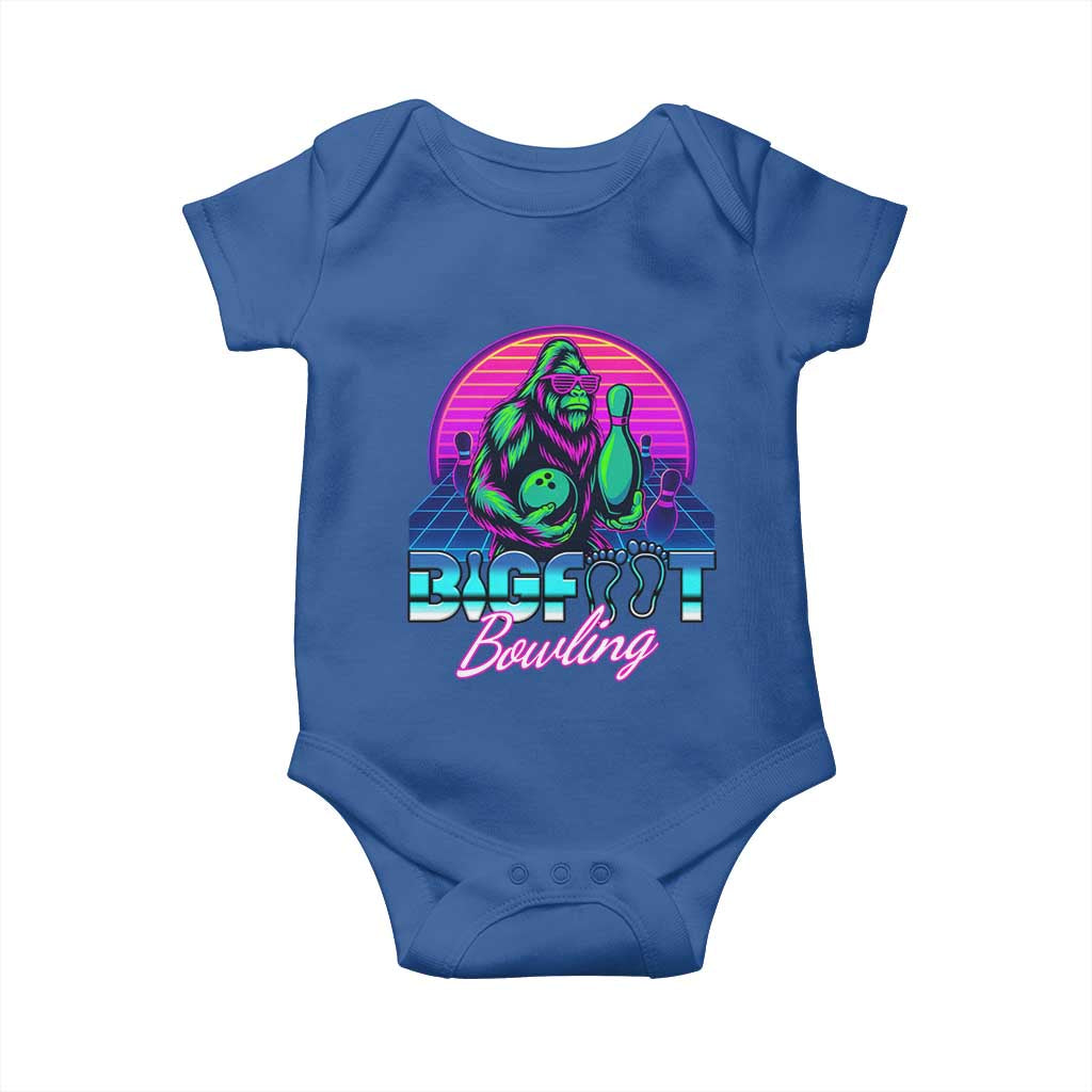 Funny Bigfoot Bowling Vaporwave Gift Baby Onesie - Wonder Print Shop
