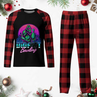 Funny Bigfoot Bowling Vaporwave Gift Plaid Pajama Set - Wonder Print Shop