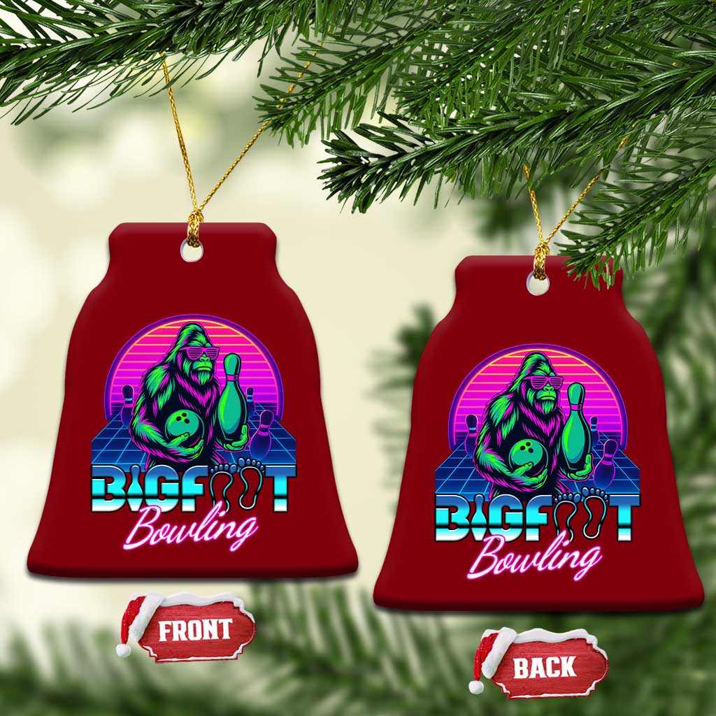 Funny Bigfoot Bowling Vaporwave Gift Ceramic Ornament - Wonder Print Shop