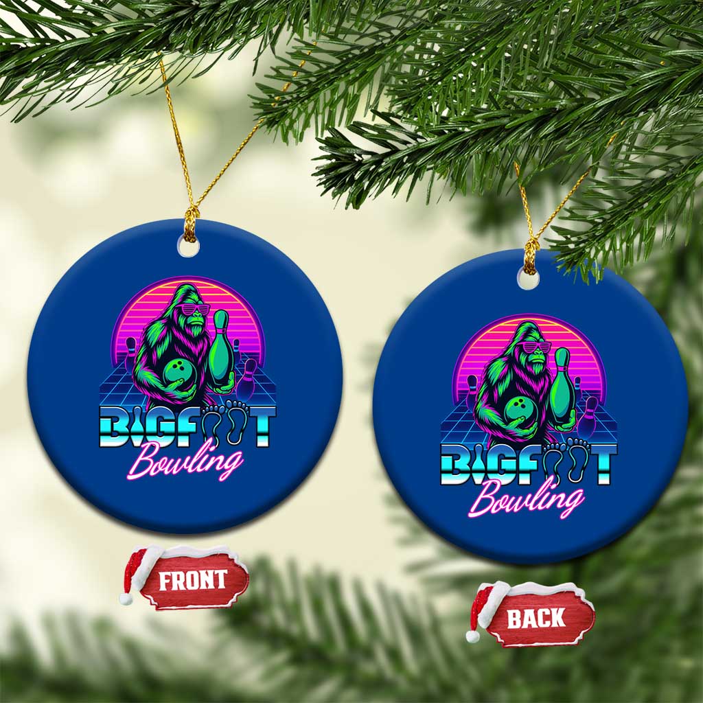 Funny Bigfoot Bowling Vaporwave Gift Ceramic Ornament - Wonder Print Shop