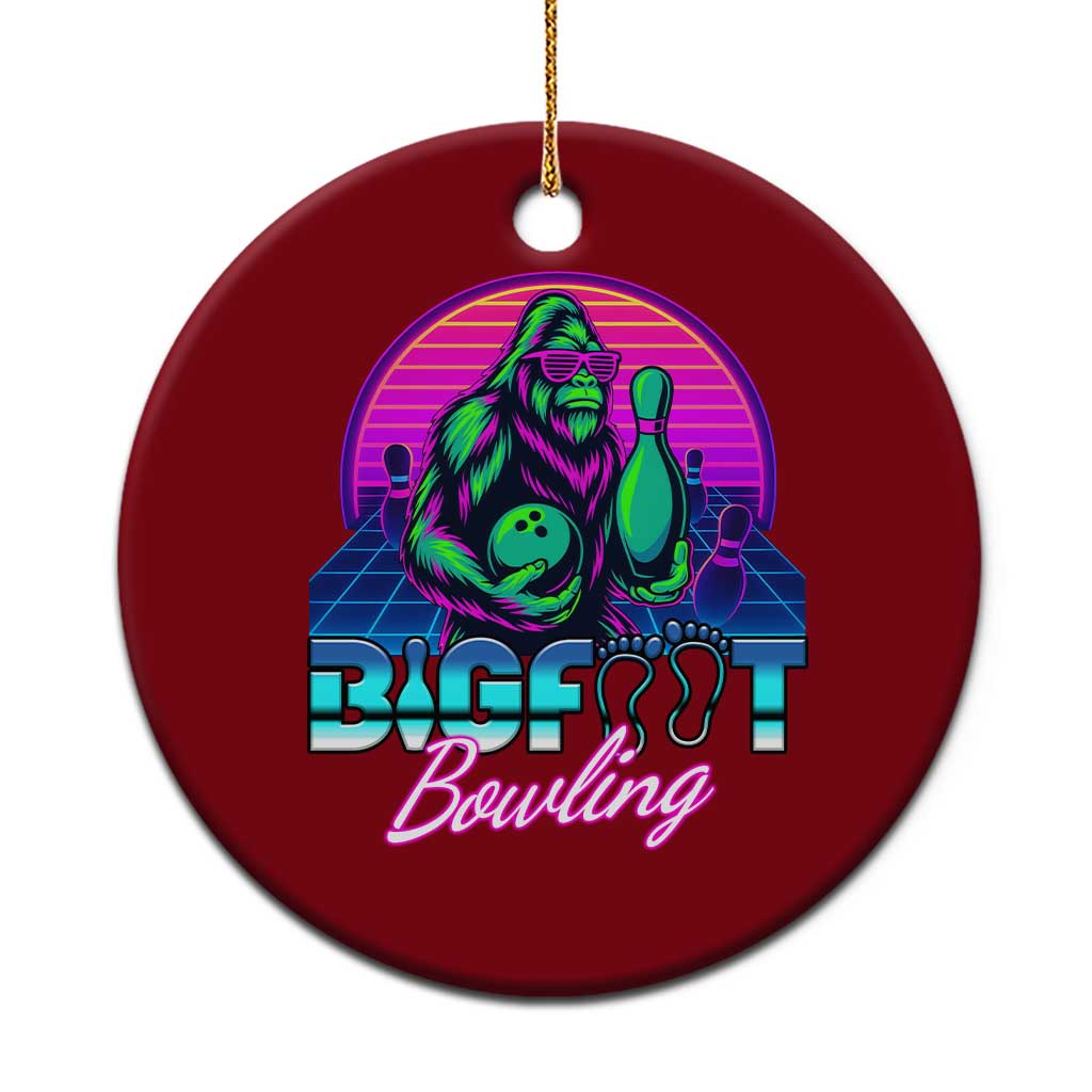 Funny Bigfoot Bowling Vaporwave Gift Ceramic Ornament - Wonder Print Shop