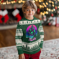 Funny Bigfoot Bowling Vaporwave Gift Ugly Christmas Sweater - Wonder Print Shop