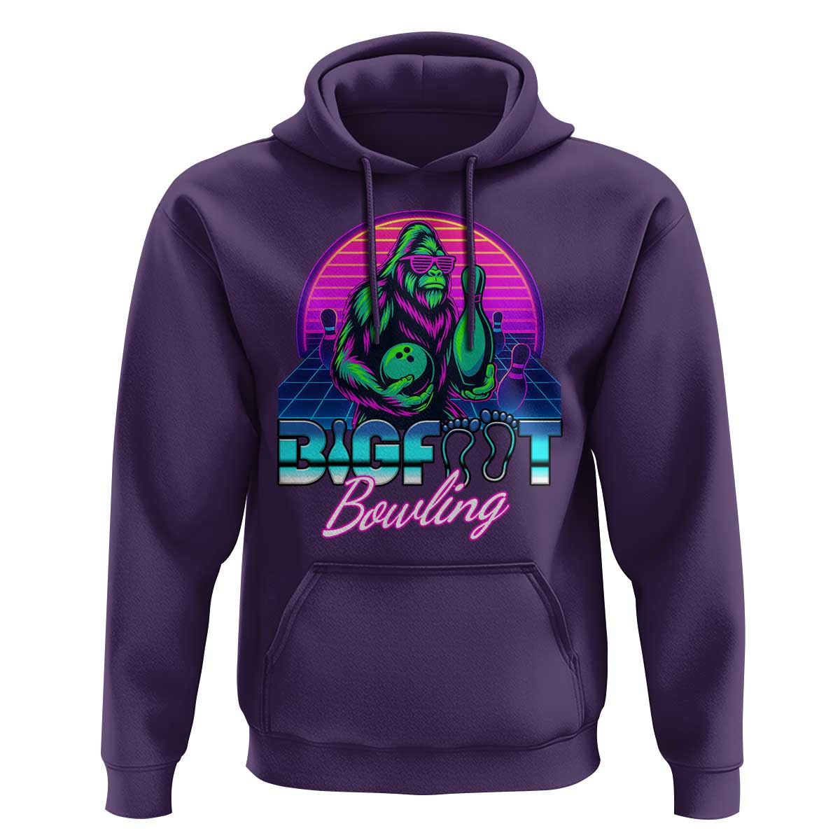 Funny Bigfoot Bowling Vaporwave Gift Hoodie - Wonder Print Shop
