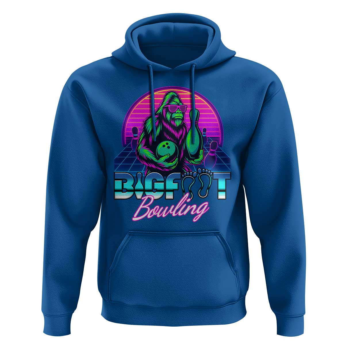 Funny Bigfoot Bowling Vaporwave Gift Hoodie - Wonder Print Shop