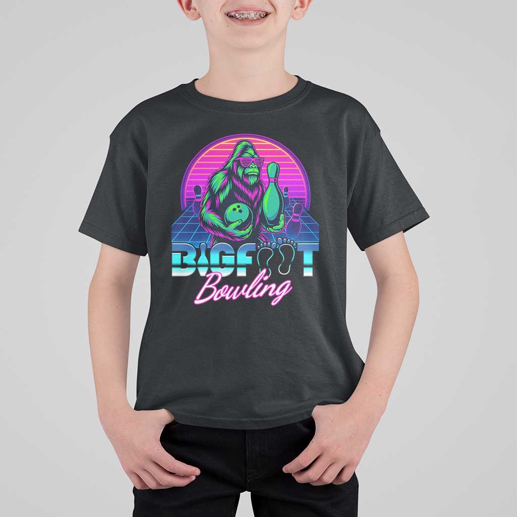 Funny Bigfoot Bowling Vaporwave Gift T Shirt For Kid - Wonder Print Shop