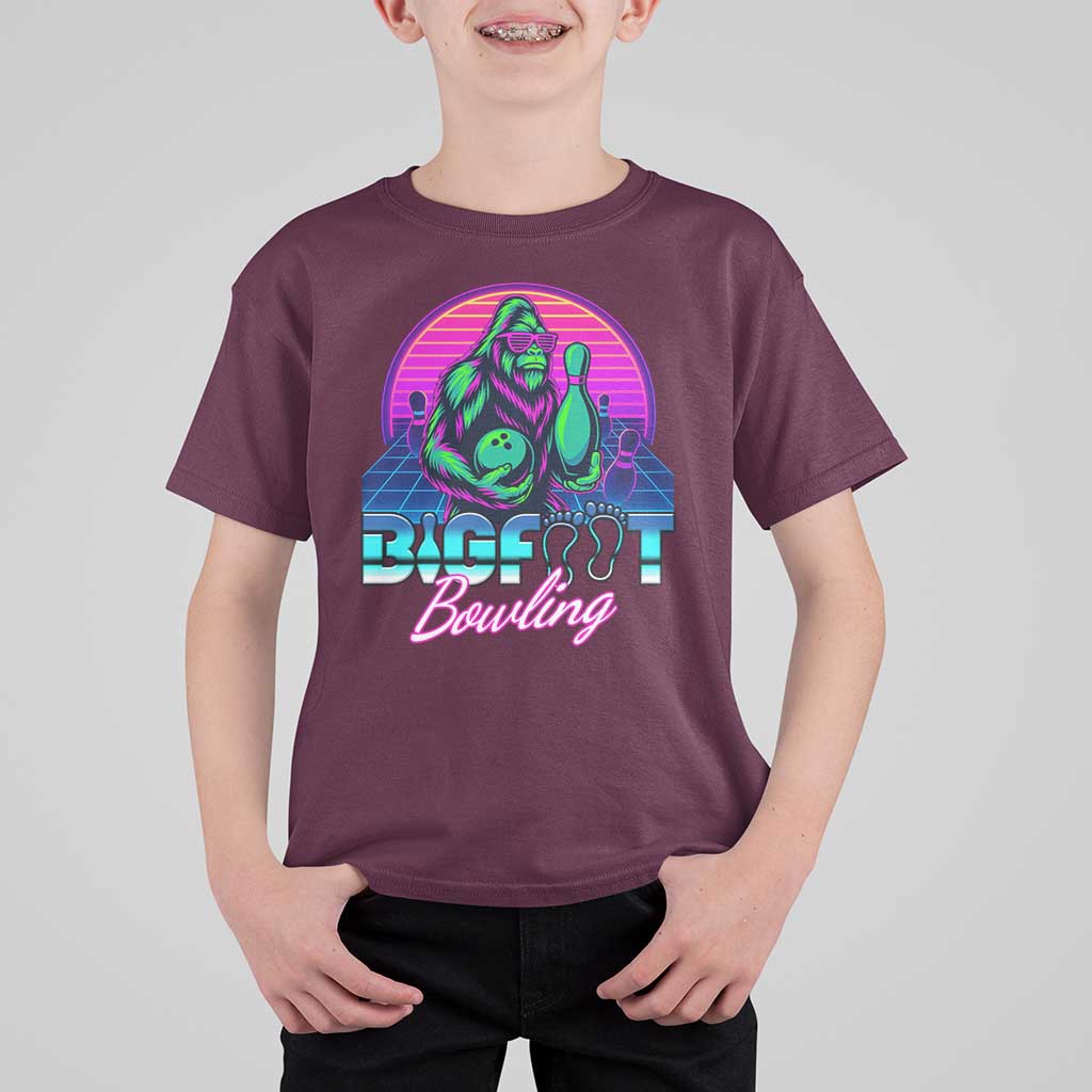 Funny Bigfoot Bowling Vaporwave Gift T Shirt For Kid - Wonder Print Shop