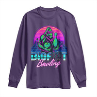 Funny Bigfoot Bowling Vaporwave Gift Long Sleeve Shirt - Wonder Print Shop