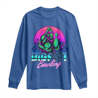 Funny Bigfoot Bowling Vaporwave Gift Long Sleeve Shirt - Wonder Print Shop