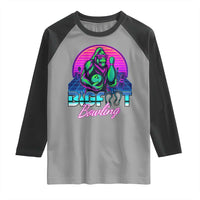 Funny Bigfoot Bowling Vaporwave Gift Raglan Shirt - Wonder Print Shop