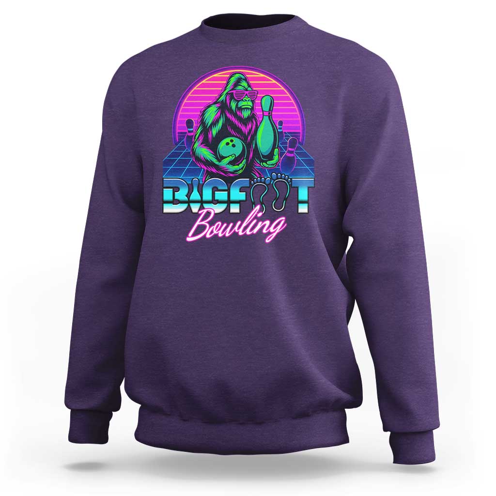 Funny Bigfoot Bowling Vaporwave Gift Sweatshirt - Wonder Print Shop