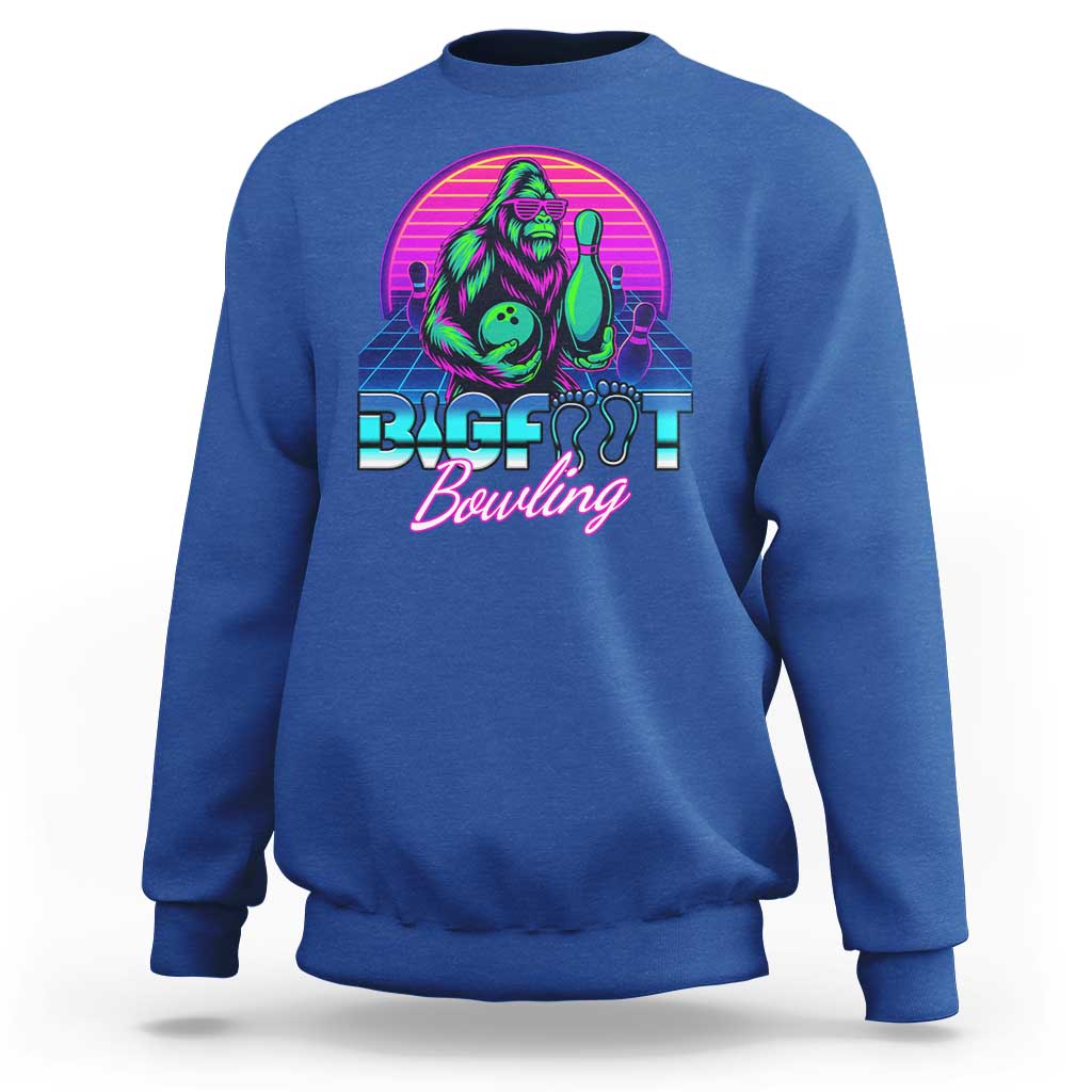 Funny Bigfoot Bowling Vaporwave Gift Sweatshirt - Wonder Print Shop