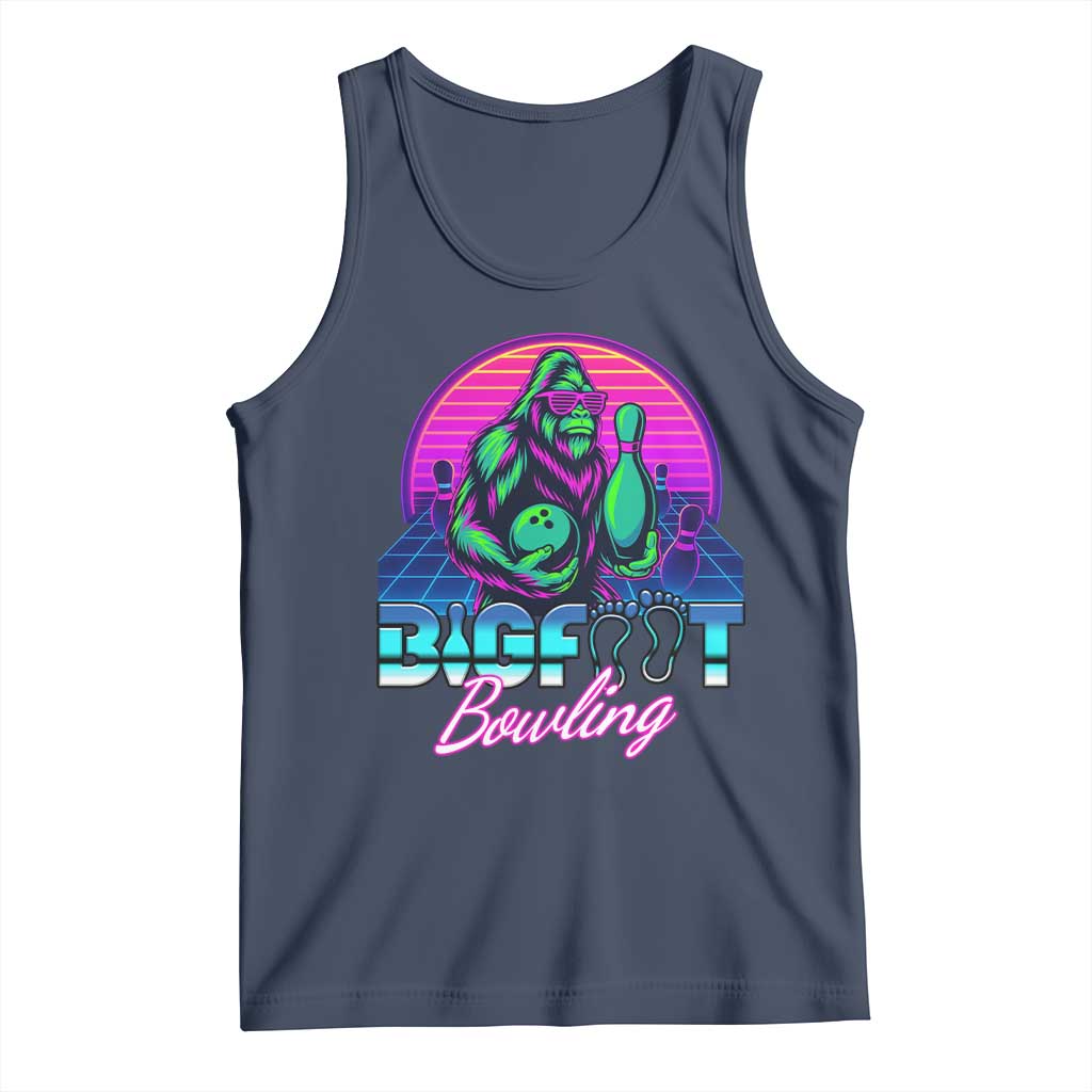 Funny Bigfoot Bowling Vaporwave Gift Tank Top - Wonder Print Shop