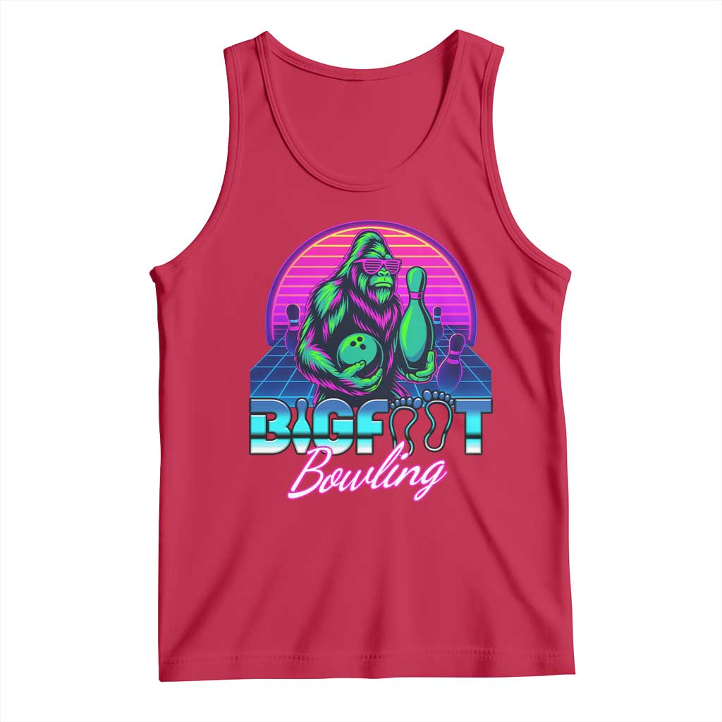 Funny Bigfoot Bowling Vaporwave Gift Tank Top - Wonder Print Shop