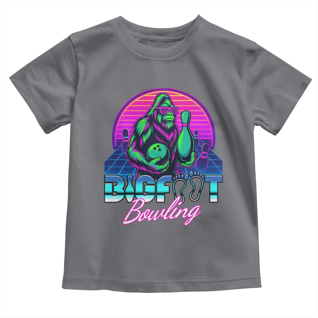 Funny Bigfoot Bowling Vaporwave Gift Toddler T Shirt - Wonder Print Shop