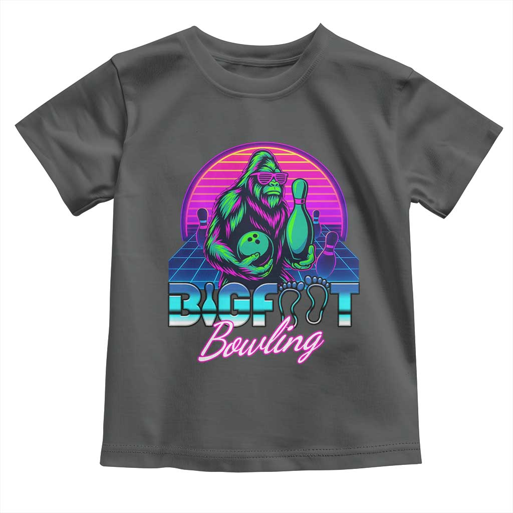 Funny Bigfoot Bowling Vaporwave Gift Toddler T Shirt - Wonder Print Shop