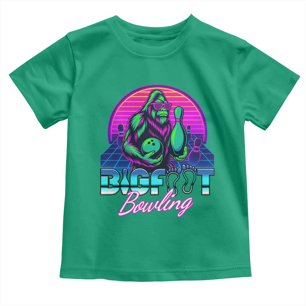 Funny Bigfoot Bowling Vaporwave Gift Toddler T Shirt - Wonder Print Shop