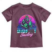 Funny Bigfoot Bowling Vaporwave Gift Toddler T Shirt - Wonder Print Shop