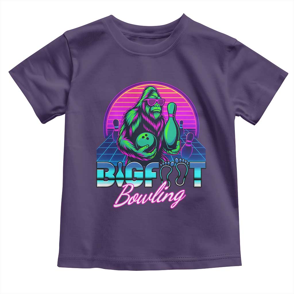 Funny Bigfoot Bowling Vaporwave Gift Toddler T Shirt - Wonder Print Shop