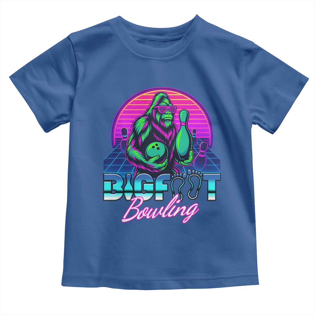 Funny Bigfoot Bowling Vaporwave Gift Toddler T Shirt - Wonder Print Shop