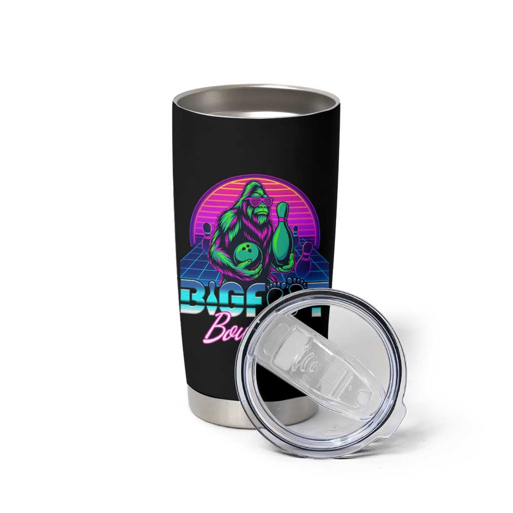 Funny Bigfoot Bowling Vaporwave Gift Tumbler Cup - Wonder Print Shop