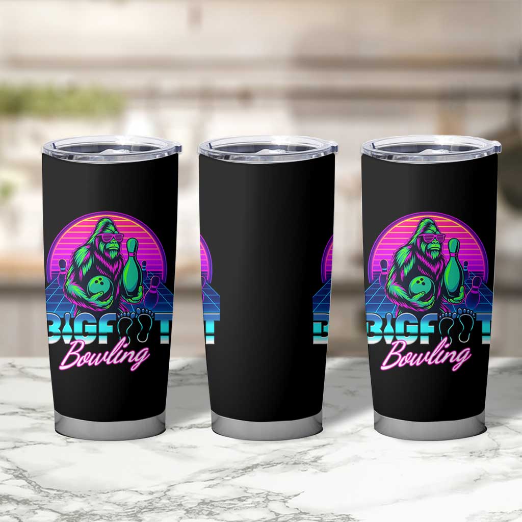 Funny Bigfoot Bowling Vaporwave Gift Tumbler Cup - Wonder Print Shop