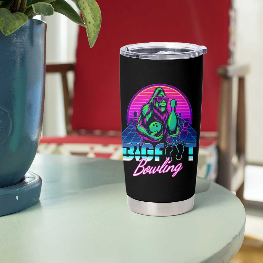Funny Bigfoot Bowling Vaporwave Gift Tumbler Cup - Wonder Print Shop