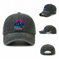 Funny Bigfoot Bowling Vaporwave Gift Washed Cotton Baseball Cap