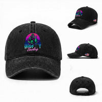 Funny Bigfoot Bowling Vaporwave Gift Washed Cotton Baseball Cap